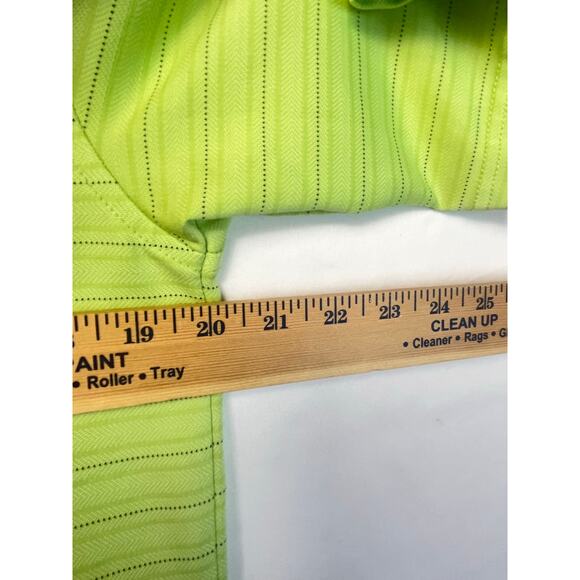 Pebble Beach Mens Med Green Striped Performance 3 Button Short Sleeve Golf Polo - Picture 4 of 7